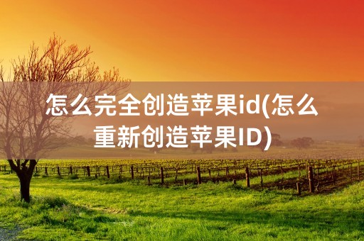 怎么完全创造苹果id(怎么重新创造苹果ID)