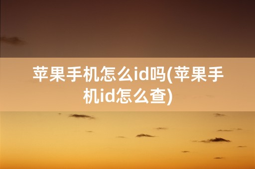 苹果手机怎么id吗(苹果手机id怎么查)