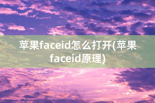 苹果faceid怎么打开(苹果faceid原理)