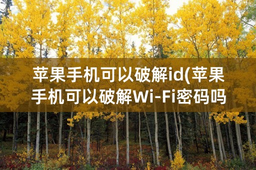 苹果手机可以破解id(苹果手机可以破解Wi-Fi密码吗)