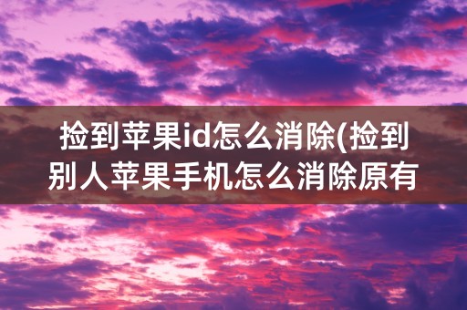 捡到苹果id怎么消除(捡到别人苹果手机怎么消除原有id)