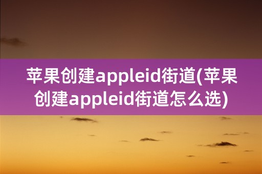 苹果创建appleid街道(苹果创建appleid街道怎么选)