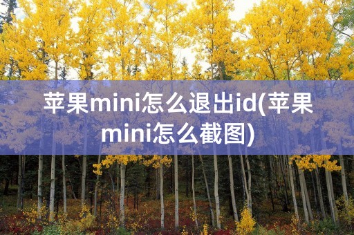 苹果mini怎么退出id(苹果mini怎么截图)