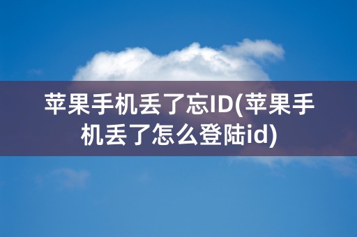 苹果手机丢了忘ID(苹果手机丢了怎么登陆id)