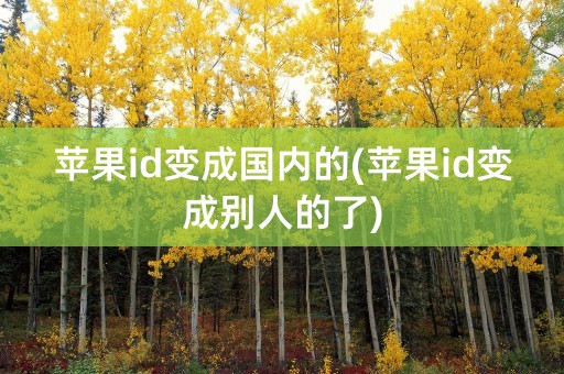 苹果id变成国内的(苹果id变成别人的了)