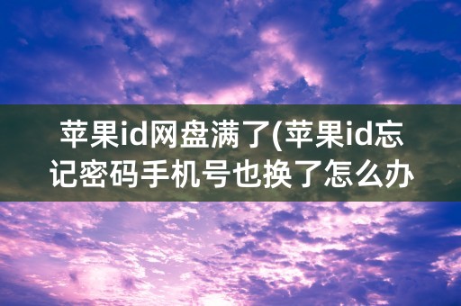 苹果id网盘满了(苹果id忘记密码手机号也换了怎么办)