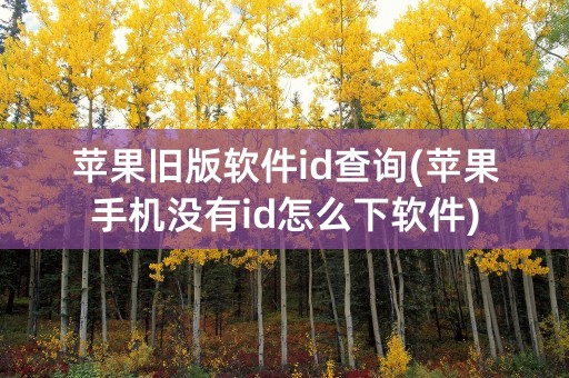 苹果旧版软件id查询(苹果手机没有id怎么下软件)