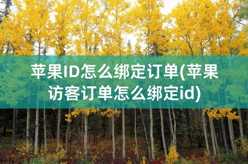 苹果ID怎么绑定订单(苹果访客订单怎么绑定id)