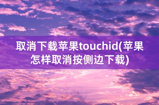 取消下载苹果touchid(苹果怎样取消按侧边下载)