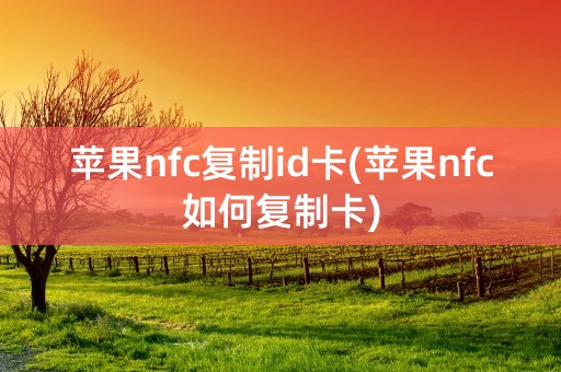 苹果nfc复制id卡(苹果nfc如何复制卡)