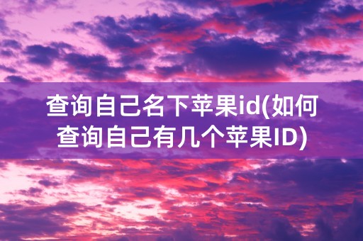 查询自己名下苹果id(如何查询自己有几个苹果ID)