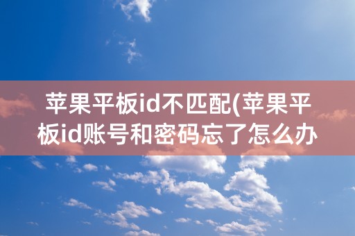 苹果平板id不匹配(苹果平板id账号和密码忘了怎么办)