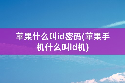 苹果什么叫id密码(苹果手机什么叫id机)