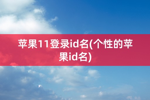 苹果11登录id名(个性的苹果id名)