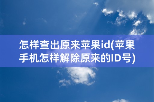 怎样查出原来苹果id(苹果手机怎样解除原来的ID号)