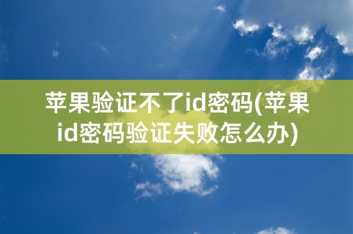 苹果验证不了id密码(苹果id密码验证失败怎么办)