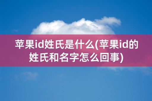 苹果id姓氏是什么(苹果id的姓氏和名字怎么回事)