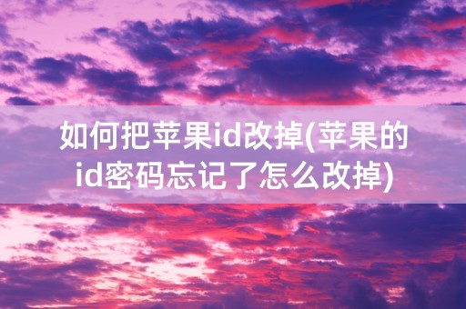 如何把苹果id改掉(苹果的id密码忘记了怎么改掉)