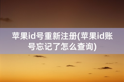 苹果id号重新注册(苹果id账号忘记了怎么查询)