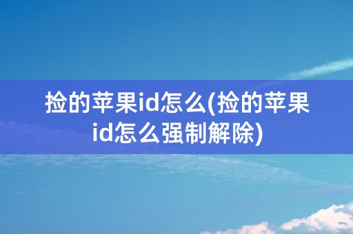 捡的苹果id怎么(捡的苹果id怎么强制解除)