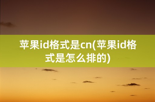 苹果id格式是cn(苹果id格式是怎么排的)