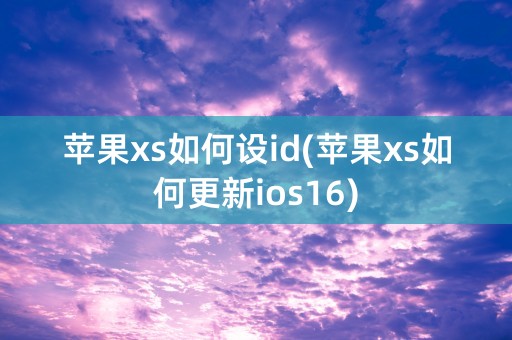 苹果xs如何设id(苹果xs如何更新ios16)