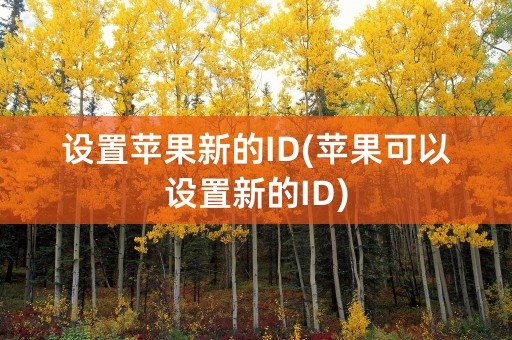 设置苹果新的ID(苹果可以设置新的ID)