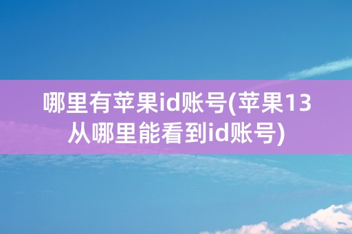 哪里有苹果id账号(苹果13从哪里能看到id账号)