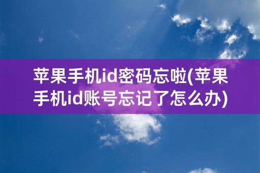 苹果手机id密码忘啦(苹果手机id账号忘记了怎么办)