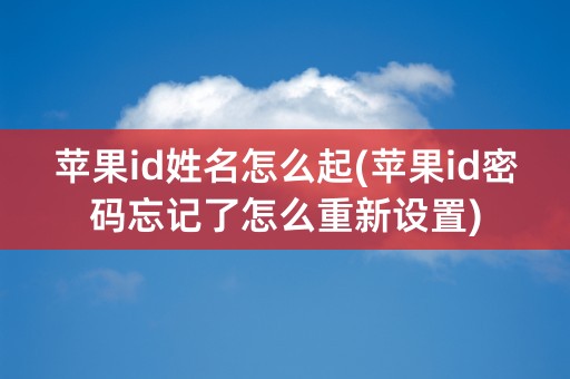 苹果id姓名怎么起(苹果id密码忘记了怎么重新设置)