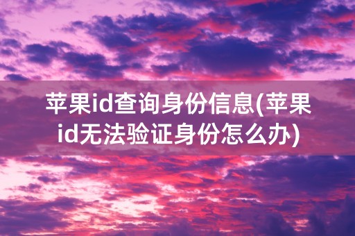 苹果id查询身份信息(苹果id无法验证身份怎么办)