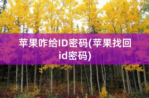 苹果咋给ID密码(苹果找回id密码)