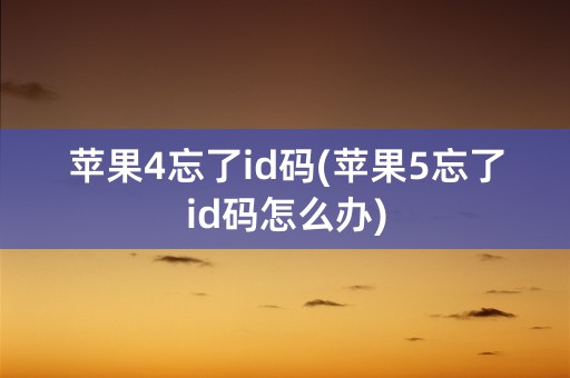 苹果4忘了id码(苹果5忘了id码怎么办)