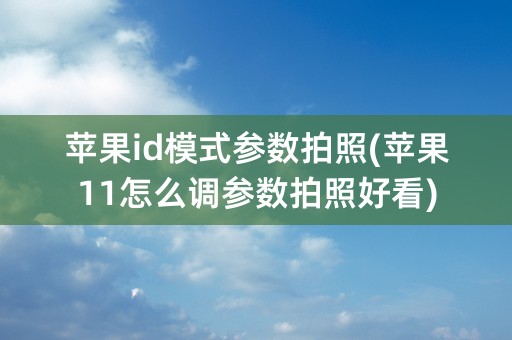 苹果id模式参数拍照(苹果11怎么调参数拍照好看)