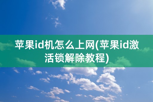 苹果id机怎么上网(苹果id激活锁解除教程)