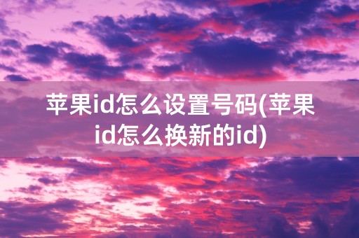 苹果id怎么设置号码(苹果id怎么换新的id)