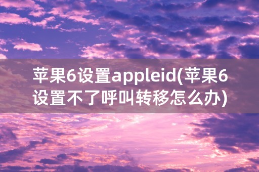 苹果6设置appleid(苹果6设置不了呼叫转移怎么办)