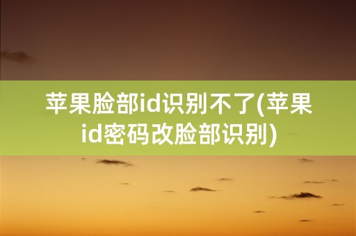 苹果脸部id识别不了(苹果id密码改脸部识别)