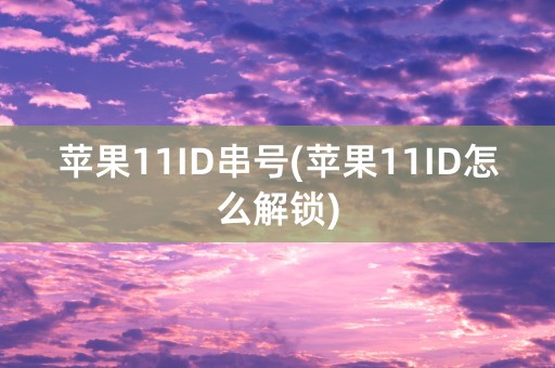 苹果11ID串号(苹果11ID怎么解锁)