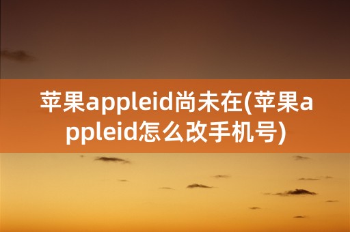 苹果appleid尚未在(苹果appleid怎么改手机号)