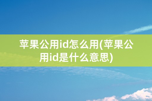 苹果公用id怎么用(苹果公用id是什么意思)