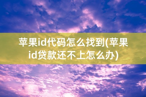 苹果id代码怎么找到(苹果id贷款还不上怎么办)