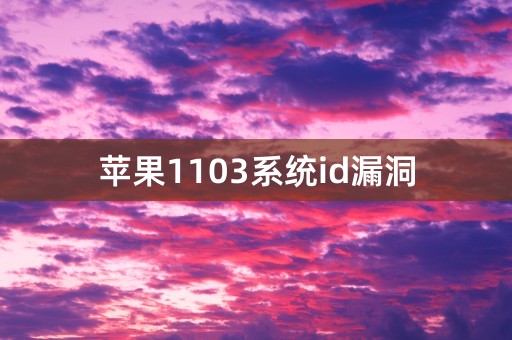 苹果1103系统id漏洞