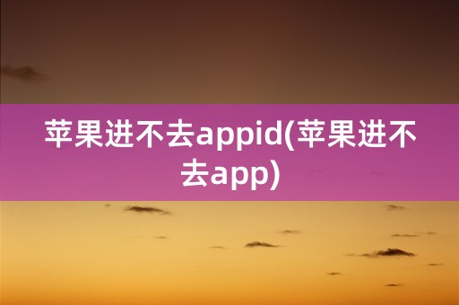 苹果进不去appid(苹果进不去app)