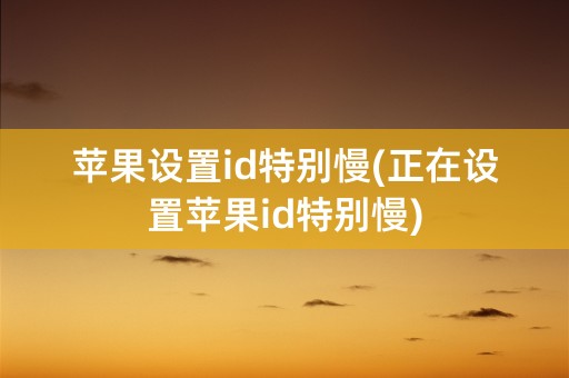 苹果设置id特别慢(正在设置苹果id特别慢)