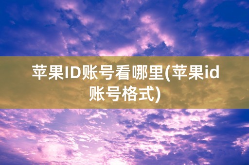 苹果ID账号看哪里(苹果id账号格式)