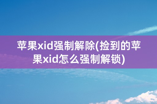 苹果xid强制解除(捡到的苹果xid怎么强制解锁)