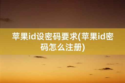 苹果id设密码要求(苹果id密码怎么注册)