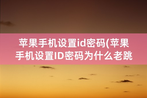 苹果手机设置id密码(苹果手机设置ID密码为什么老跳出服务器出现错误)