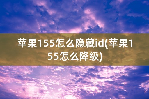 苹果155怎么隐藏id(苹果155怎么降级)